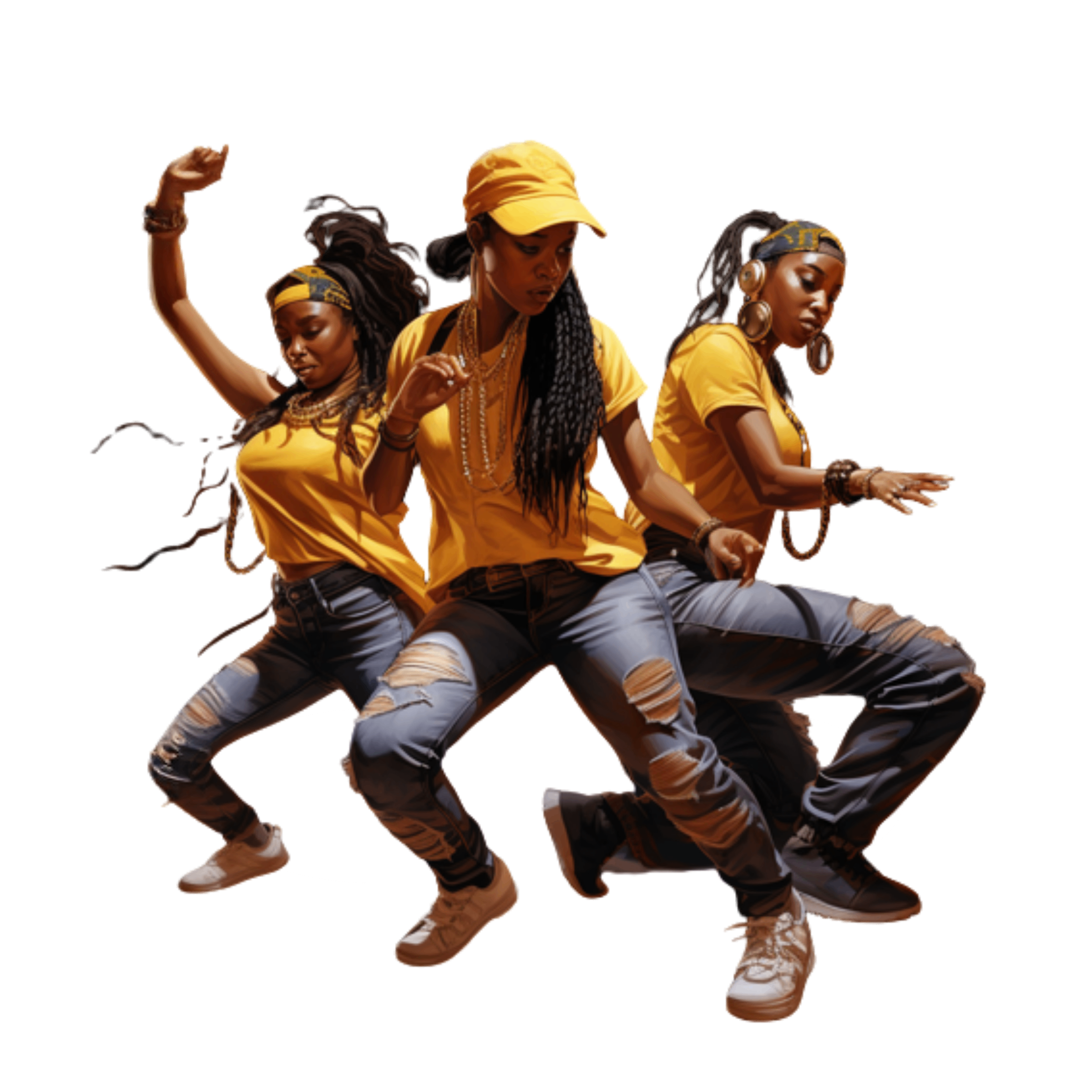 Three HIP HOP dancers in yellow — Queens of HIP HOP